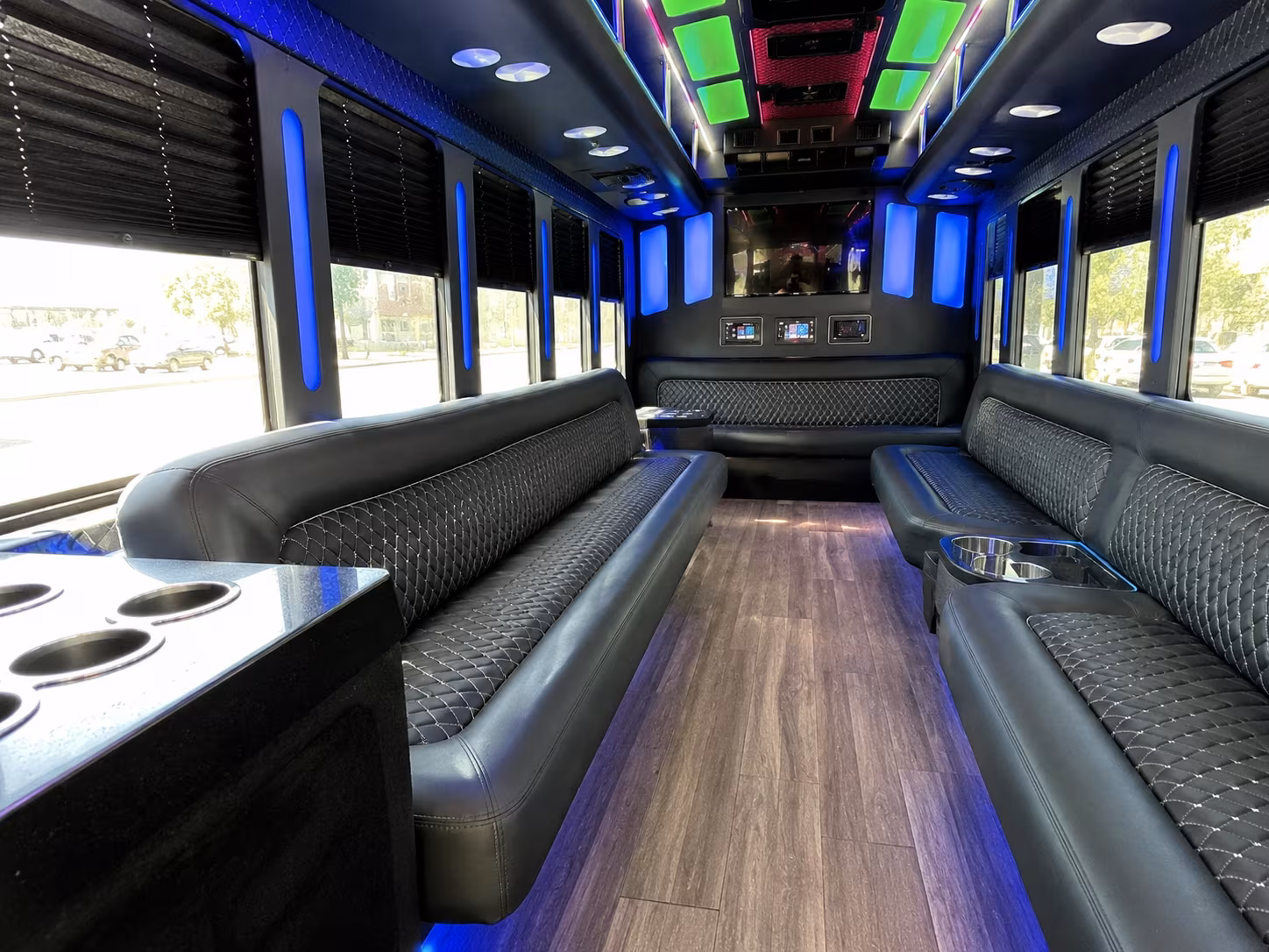garden grove 15 passenger party bus inside