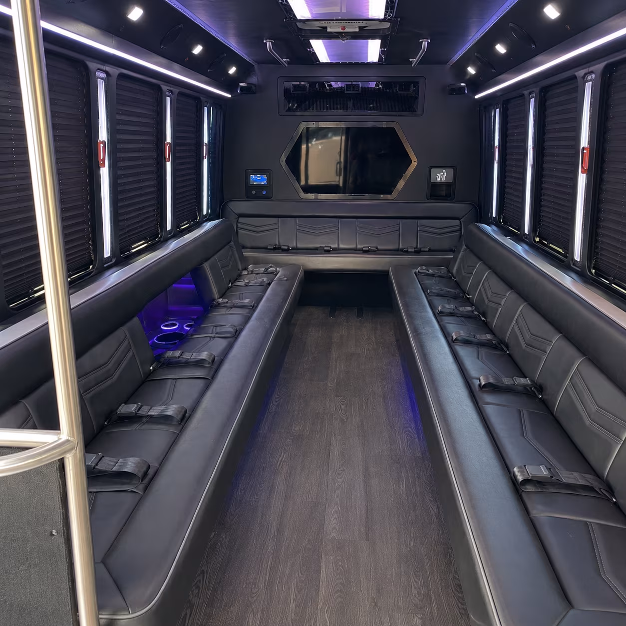 garden grove 18 passenger party bus interior
