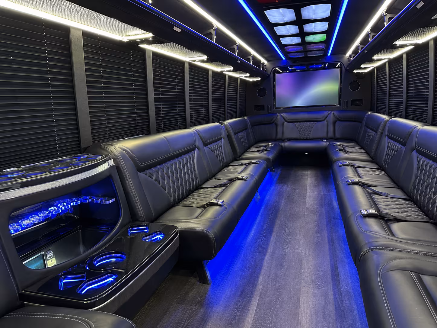 garden grove 20 passenger party bus inside