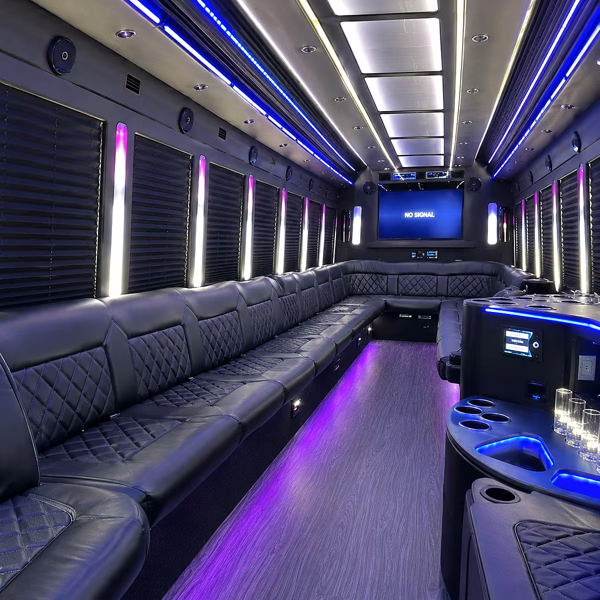 garden grove 30 passenger party bus inside