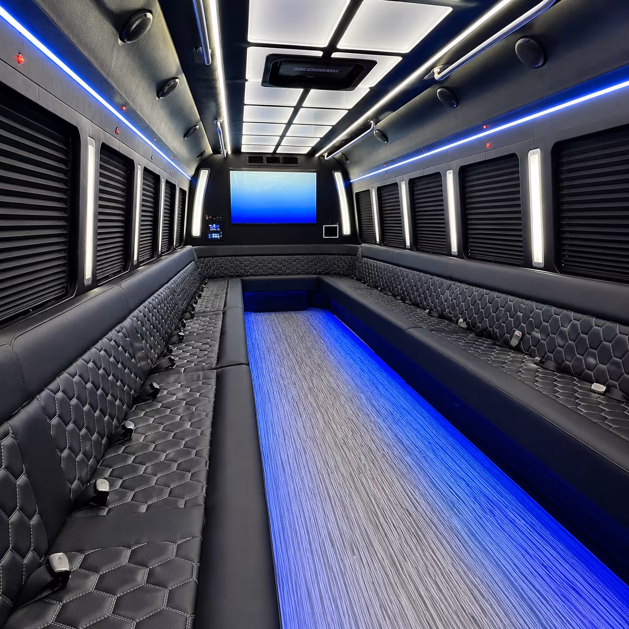 garden grove 50 passenger party bus inside