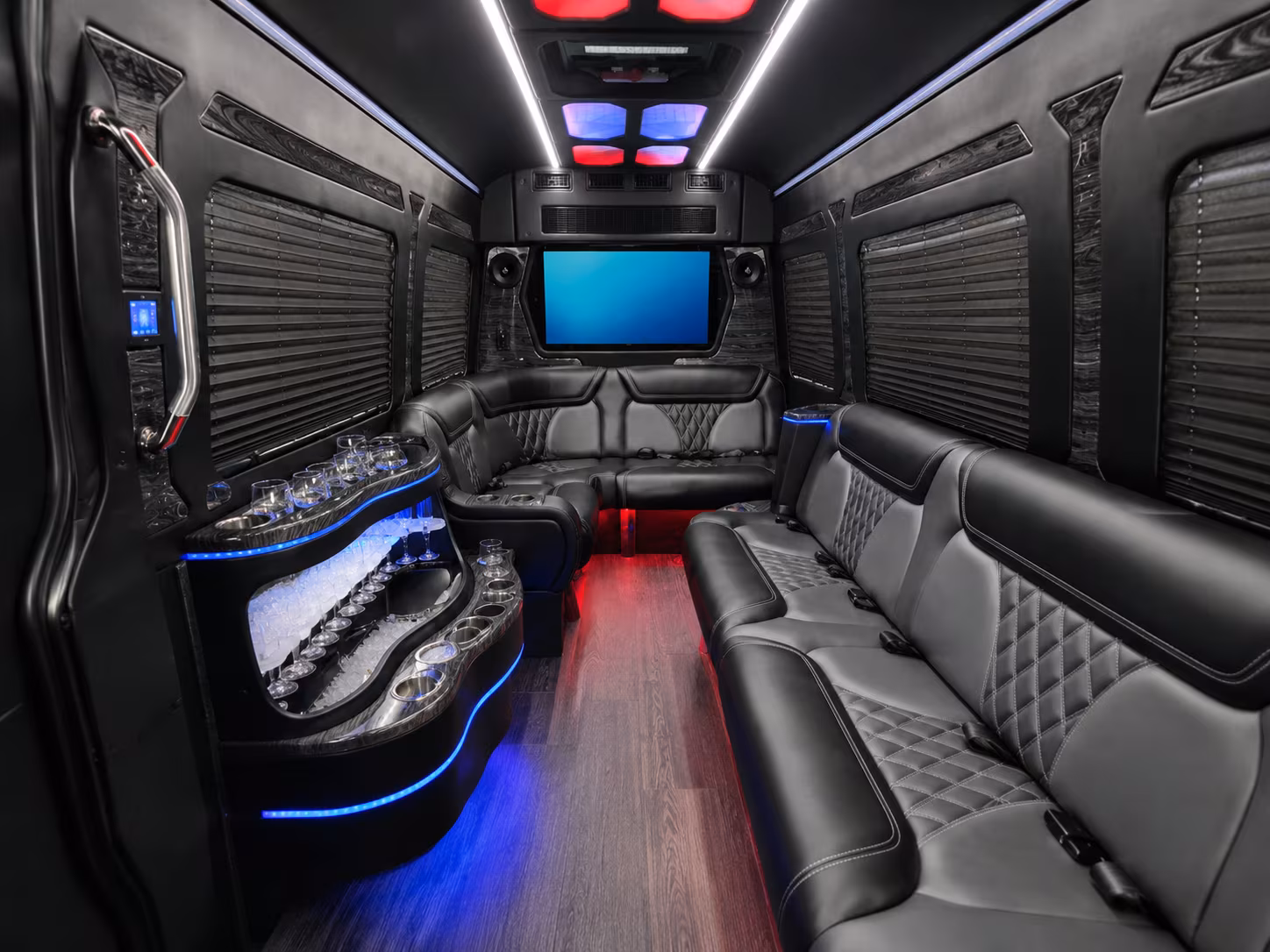 garden grove 50 passenger party bus interior